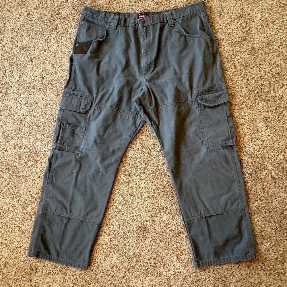 Wrangler Men Cargo Pants Workwear Ripstop Tactical 42x30 Gray Reinforced Pockets